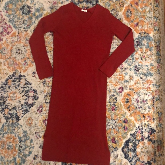 Uniqlo ribbed knit dress sweater red S - Picture 3 of 8